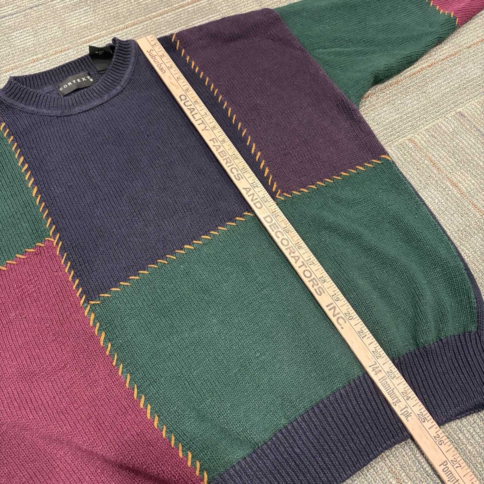 Vintage Context Navy Purple Patch Work Unique Kni… - image 5