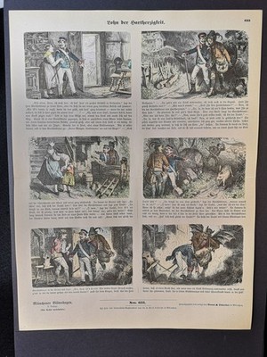 Munich Picture Sheet Nro. 633. Reward of Hardheartedness. Circa 1880: