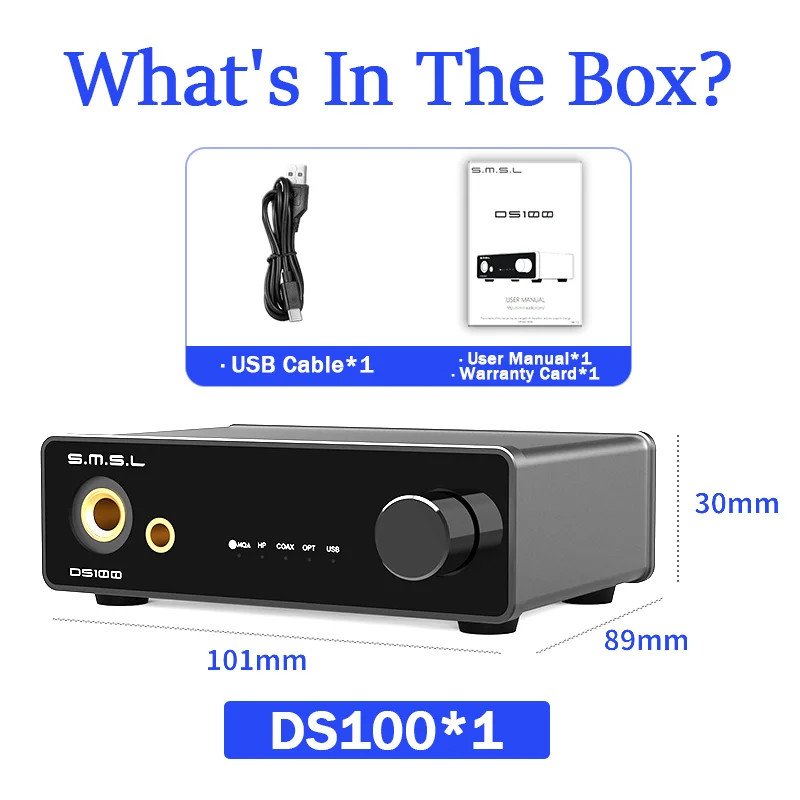 SMSL DS100 Hi-Res DAC USB MQA Decoder CS43131 32bit/768kHz DSD256 Headphone Amp