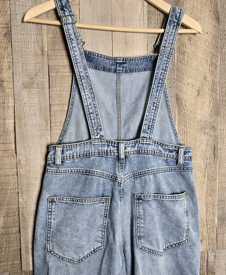 Aerie Denim Overalls Size Small Wide Leg Blue - Image 3 of 4