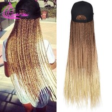 Synthetic Hat Wig Baseball Cap with Braiding Hair 24inch Long Braids Wigs Women
