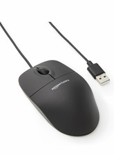 Amazon Basics Wired USB-A Optical Mouse 1000 DPI 3-Button Scroll Black
