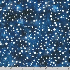 Cotton Stars Stripes White Stars on Blue Sky Look Fabric Print by Yard D303.87