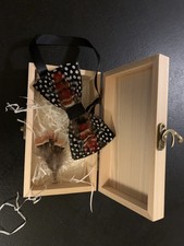 Luxury Bowtie Collection Feather  Leather Adjustable Bow Tie For Adults.