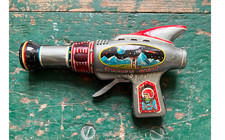 VINTAGE RARE 1950s DAIYA JAPAN FRICTION TIN LITHO SPACE GUN SUPER SONIC TOY GUN
