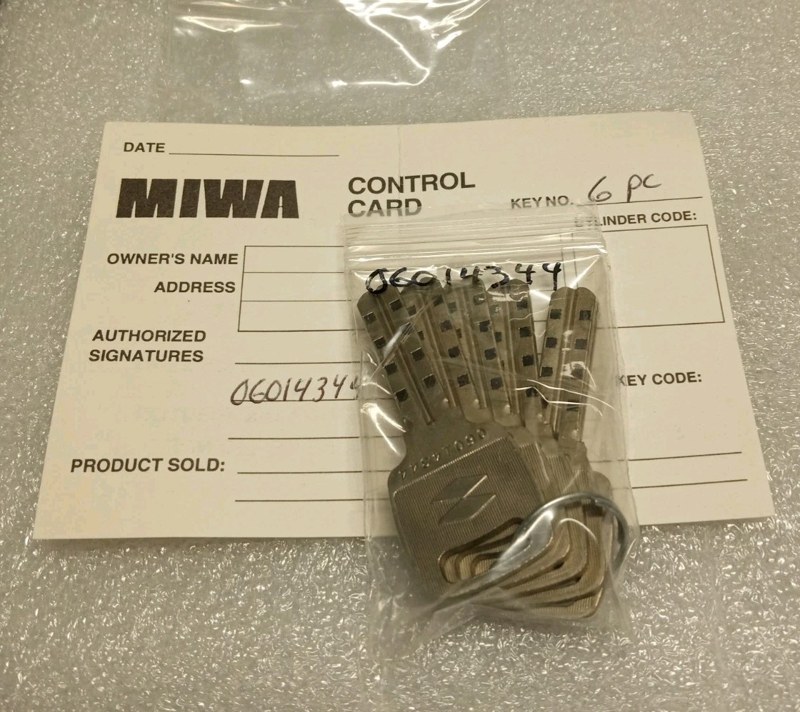 🔥🔥 6 PC MIWA (Anker) High Security Magnetic Keys With CONTROL CARD 🔥🔥