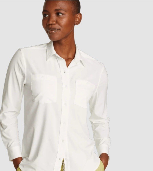 Eddie Bauer Women’s Departure 3.0 L/S Snow White Shirt NWT Size XL