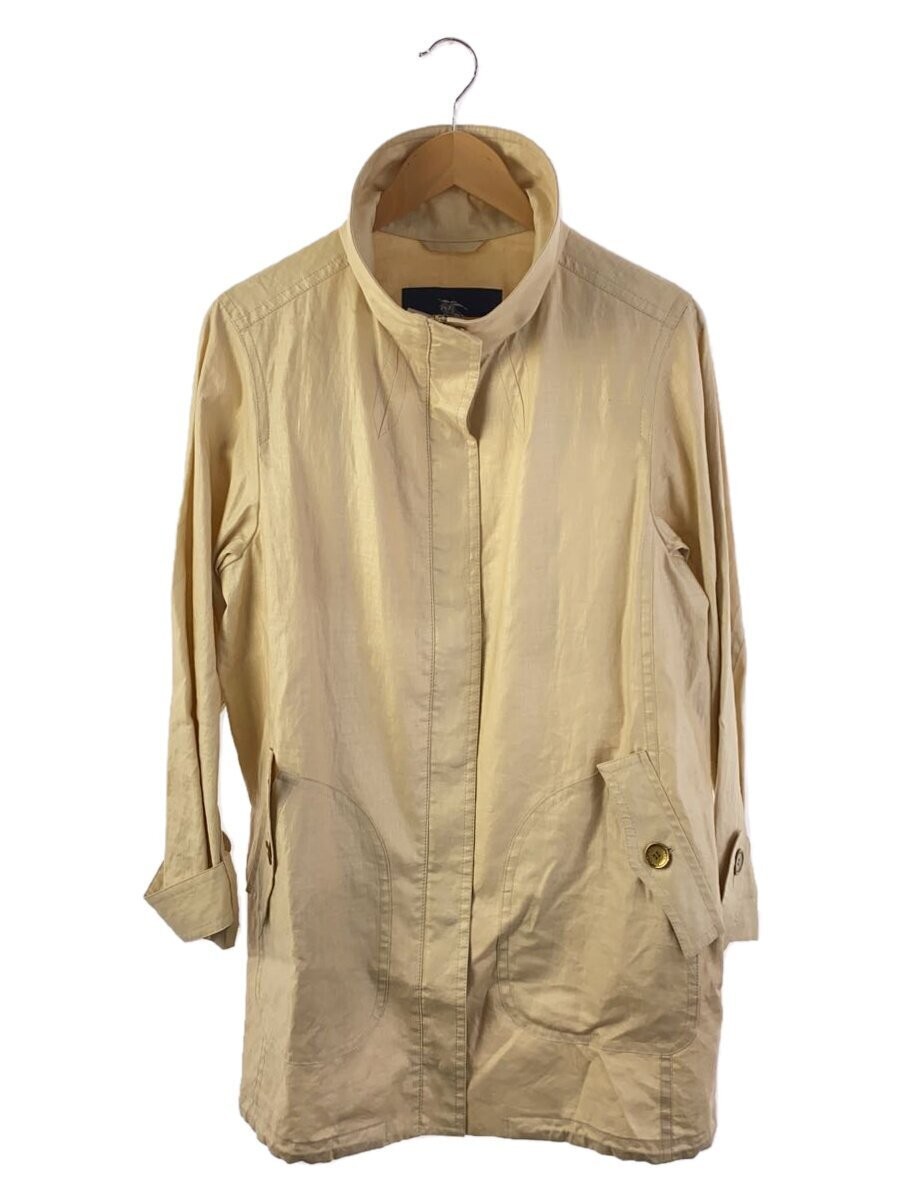 Burberry London Womens Beige Linen Coat Size 46 Classic Plain Style EG ZHA