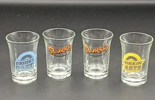 ICUP Flared Shot Glasses Set Of 4 Party Hard Slurred/2 Plus Drinkin Darts/2 