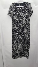 Vera Wang Women Size XL Black/ Gray Short Sleeve Floral Dress