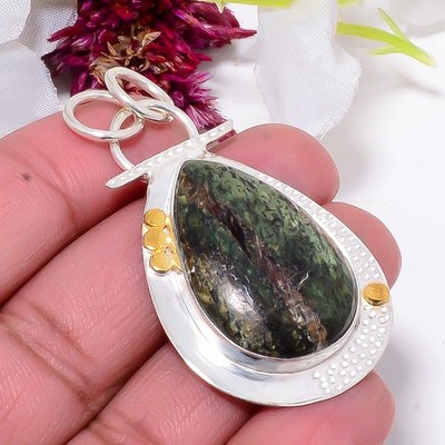 Kammererite - Kop Krom Mine 925 Sterling Silver Two Tone Pendant 1.95'' sku29