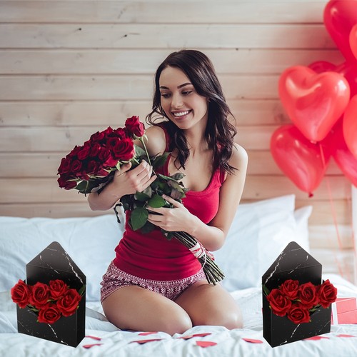 5 x Paper Flower Gift Bags Paper Bouquet Flower Gift Bag Red - Picture 6 of 7