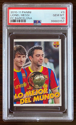 【まさ】サッカーカード 2010、2011DVD付き、2013、2014 2010-2011 Messi Xavi Panini Masia De Oro Sticker PSA 10 Barcelona