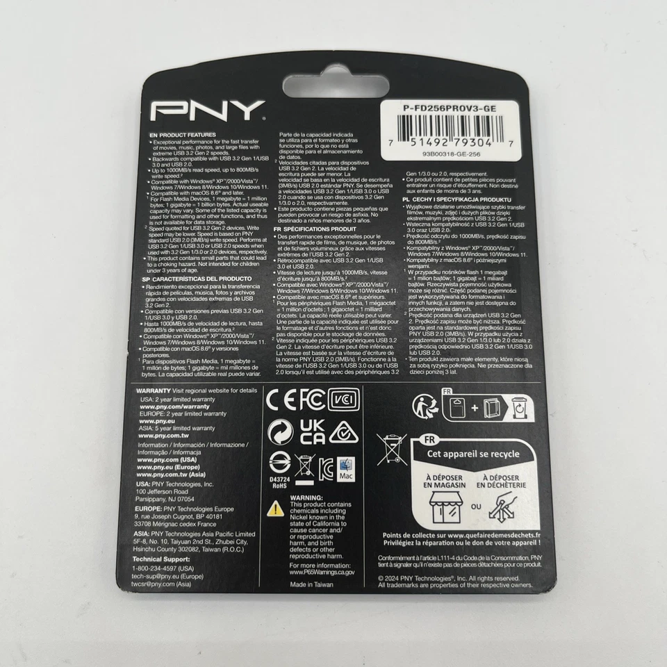 PNY - PRO Elite V3 256GB USB 3.2 Gen 2 Flash Drive - Black Sealed - Image 2 of 2