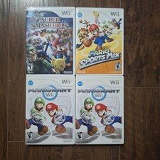 4 Wii Case Lot - Super Smash Bros, Mario Spor...