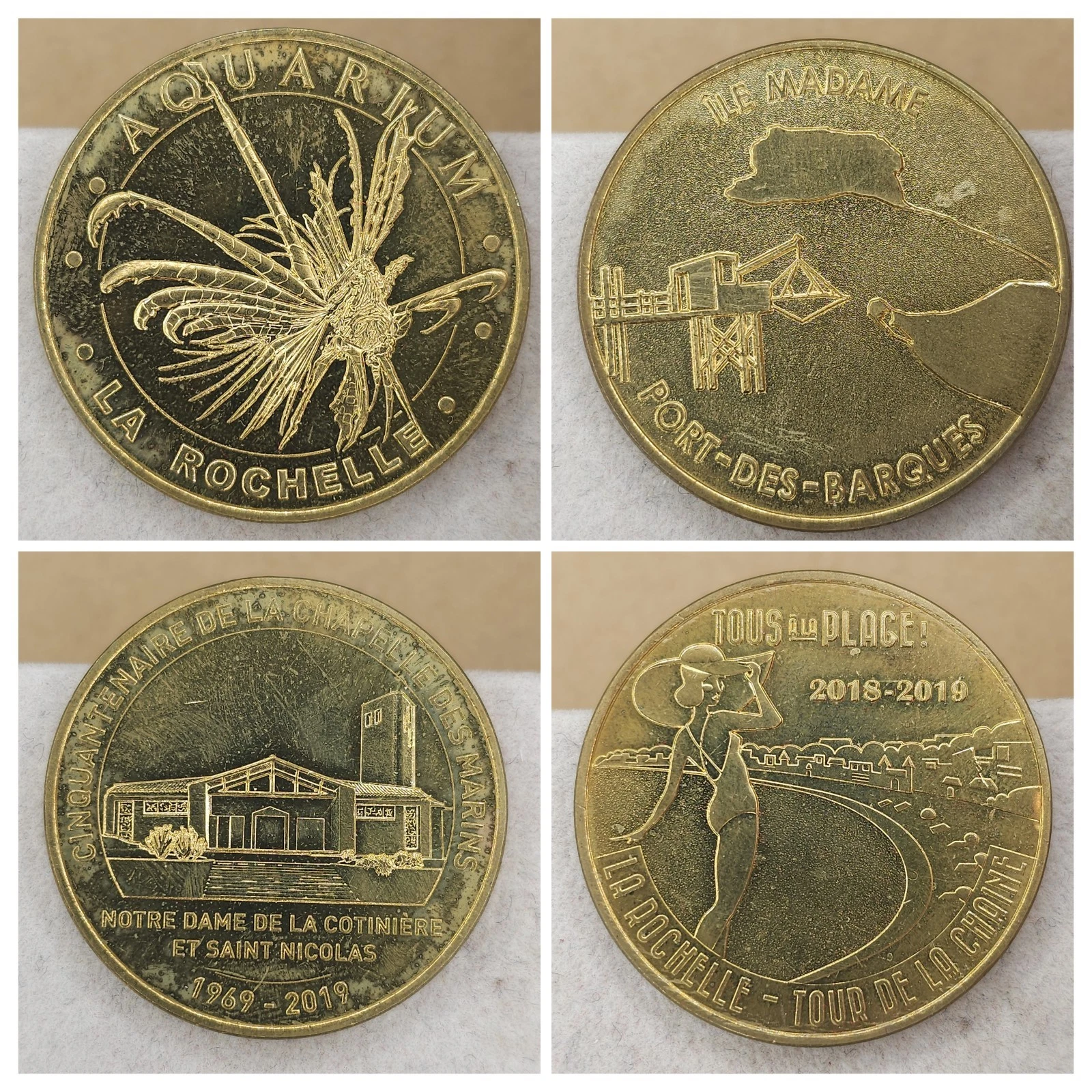 Charente-Maritime - Lot Jetons Touristiques Médailles Souvenirs Monnaie de Paris