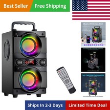 60W 80W Peak Portable Bluetooth Speaker with Double Subwoofer Heavy Bass, Blu...