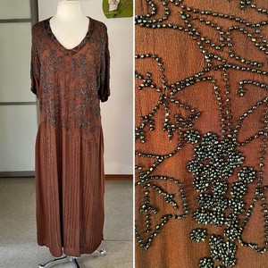 beaded appliques for wedding dresses 1920s Beaded Flapper Dress Red Glass Beads Black Silk