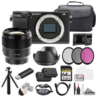 Sony Alpha a6400 + Sony FE 85mm f/1.8 Lens +64GB + Ext Bat+ 3 PC Filter- Kit