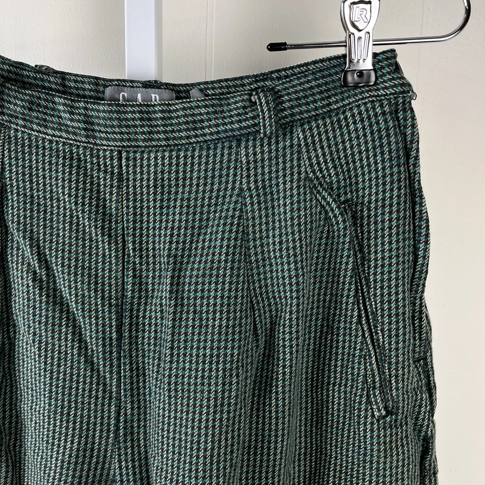 Vintage 80s 90s GAP Plaid Pants Woven Soft Cotton Pleated Front Womens 26 Waist - Image 3 of 4
