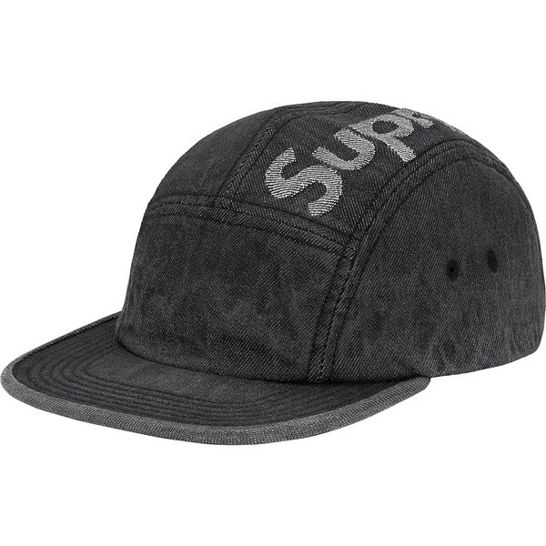 Casquette de camp en denim avec logo Supreme Top noire