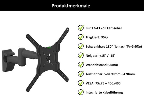 TV Wandhalterung A57 Halter für TOSHIBA 43 Zoll 43LA3B63DA Halterung Neigbar - Bild 2 von 8