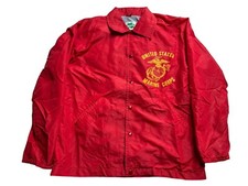 Vintage Marine Corp USMC Fleece Lined Red Wind breaker Size S Made in USA 80s