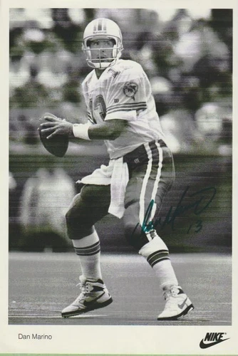 Dan Marino Autographed 6 X 8 Photo Nike Black And White Miami Dolphins HOF QB