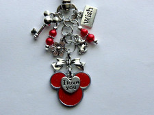DISNEY WORLD MINNIE MOUSE LOVE YOU BOW KEYCHAIN PURSE CLIP BACKPACK BAG FOB