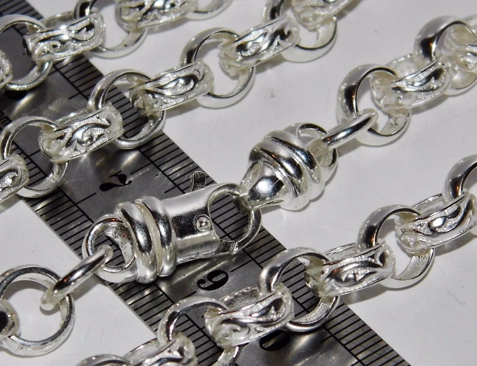 Sterling Silver Men's Gent's Heavy Patterned Belcher Chain 22 inch - Image 3 of 4