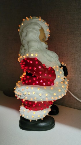 Vintage Ceramic Light Up Winking Santa Claus Figurine 15" Plug-in w Peg Lights - Picture 5 of 18