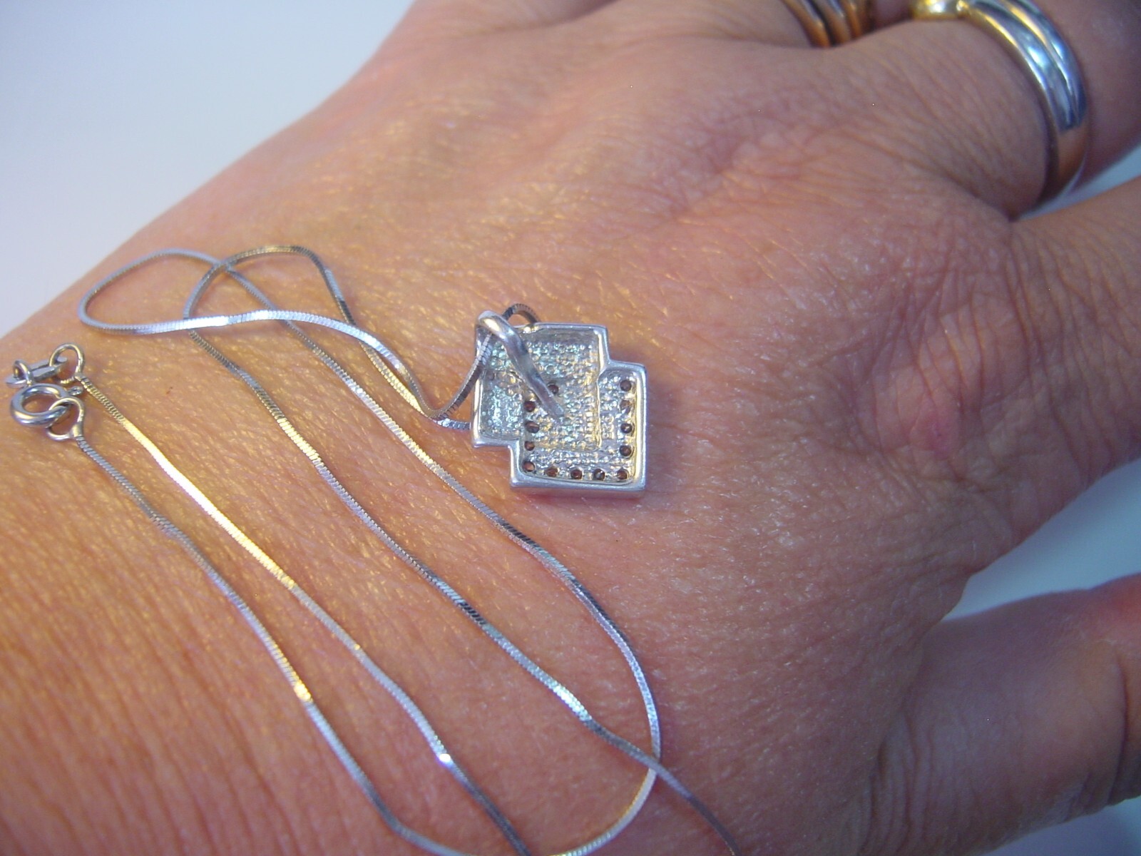 Solid Silver 18" Snake Necklace with Stunning  Sp… - image 8