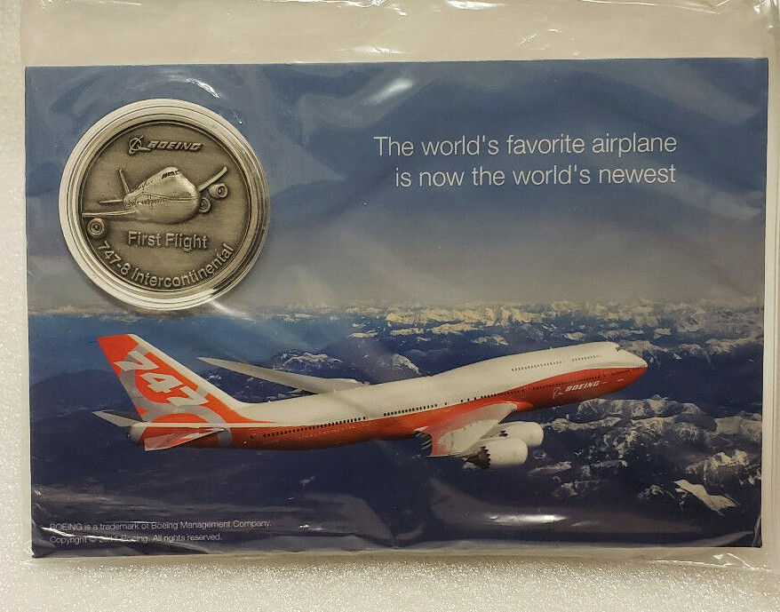 Boeing 747-8 Intercontinental First Flight Commemerative Card with Coin