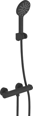 welltime Bad Dusch System Kopf Hand Brause BLACK Kunststoff Messing schwarz