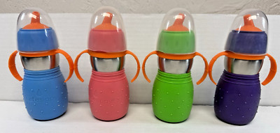 Kid Basix Safe Sippy 2 Stainless Steel Cup & Straw (Multi 4 Pack)