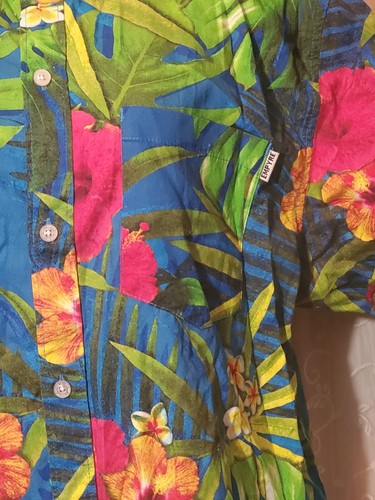 Empyre Surplus Mens Hawaiian Shirt Size Large Blue Green Yellow Floral Button Up - Picture 4 of 7