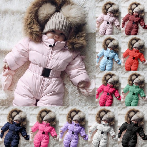 Toddler Baby Boys Girl Winter Snowsuit Romper Hooded Jacket Jumpsuit Coat US