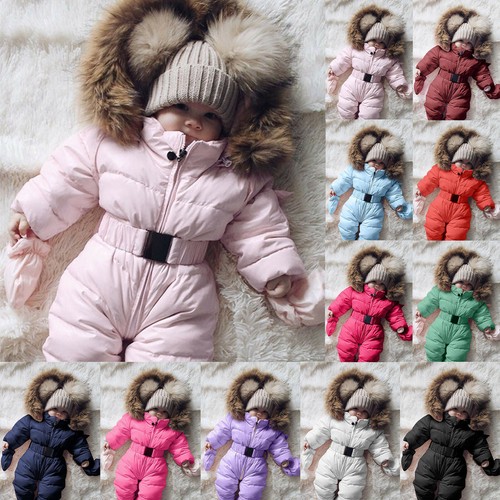 Toddler Baby Boys Girl Winter Snowsuit Romper Hooded Jacket Jumpsuit Coat US - Picture 1 of 45