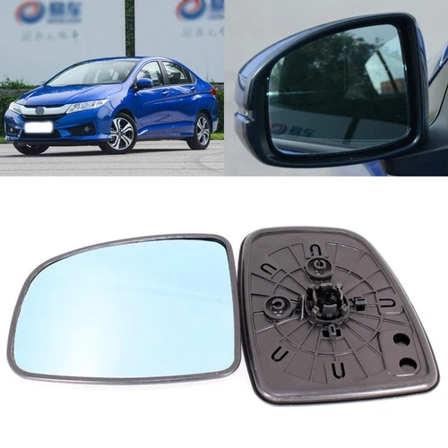 For Honda City 2008-17 Side View Door Mirror Blue Glass With Base Heated 1 Pair