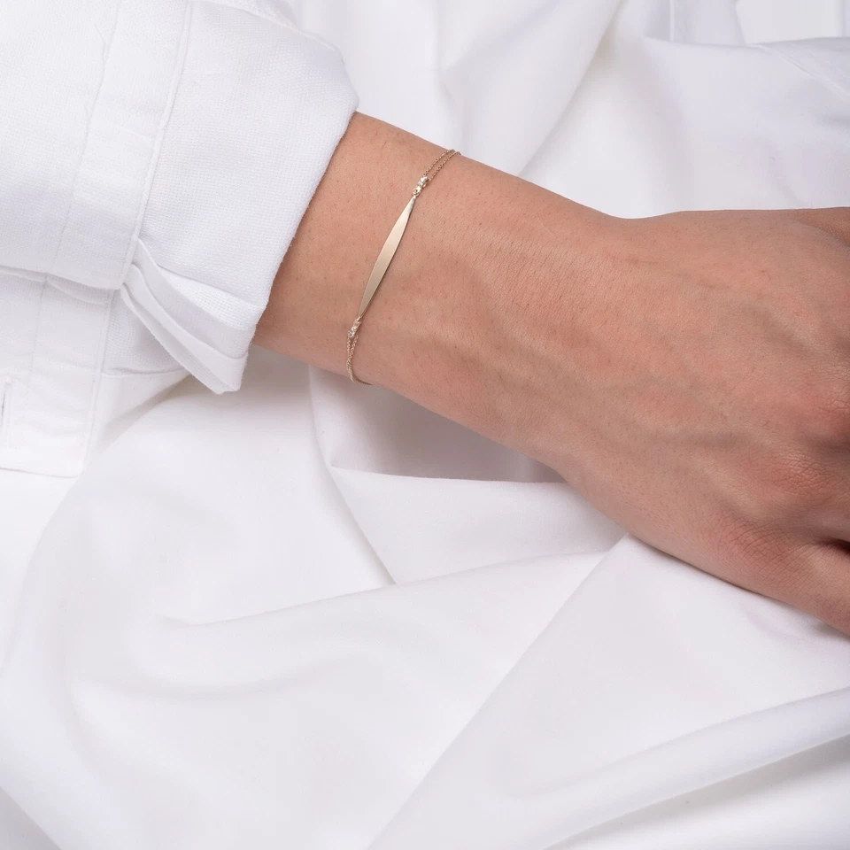Engravable ID Bracelet in 14K Gold for Personalized Gift for Her - Image 2 of 4