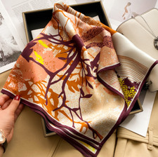 100 Silk Mulberry Square Shawl Bandanna rainforest Print Wrap Scarf 70X70cm