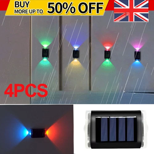 4x SUPER BRIGHT SOLAR POWERED DOOR FENCE WALL LIGHTS LED OUTDOOR GARDEN LAMP - Bild 3 von 19