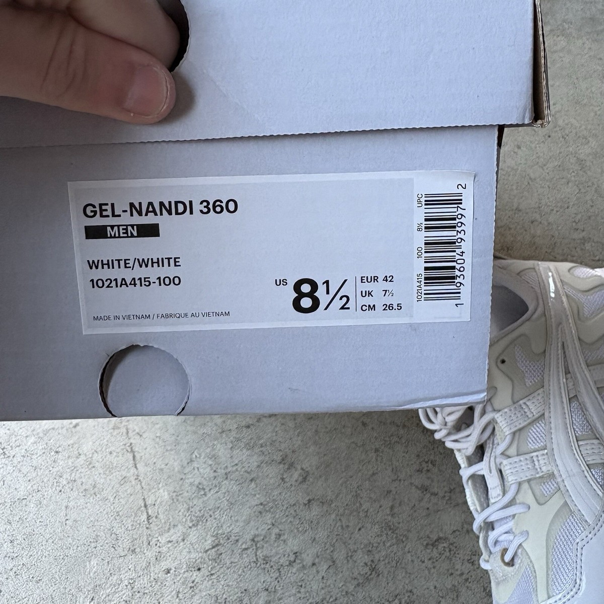 Size 8 ASICS GmbH x Gel Nandi 360 White Used Pre Owned Collab 2020