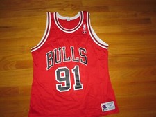 1990s Vtg Champion DENNIS RODMAN Chicago Bulls Red Basketball jersey jordan 44