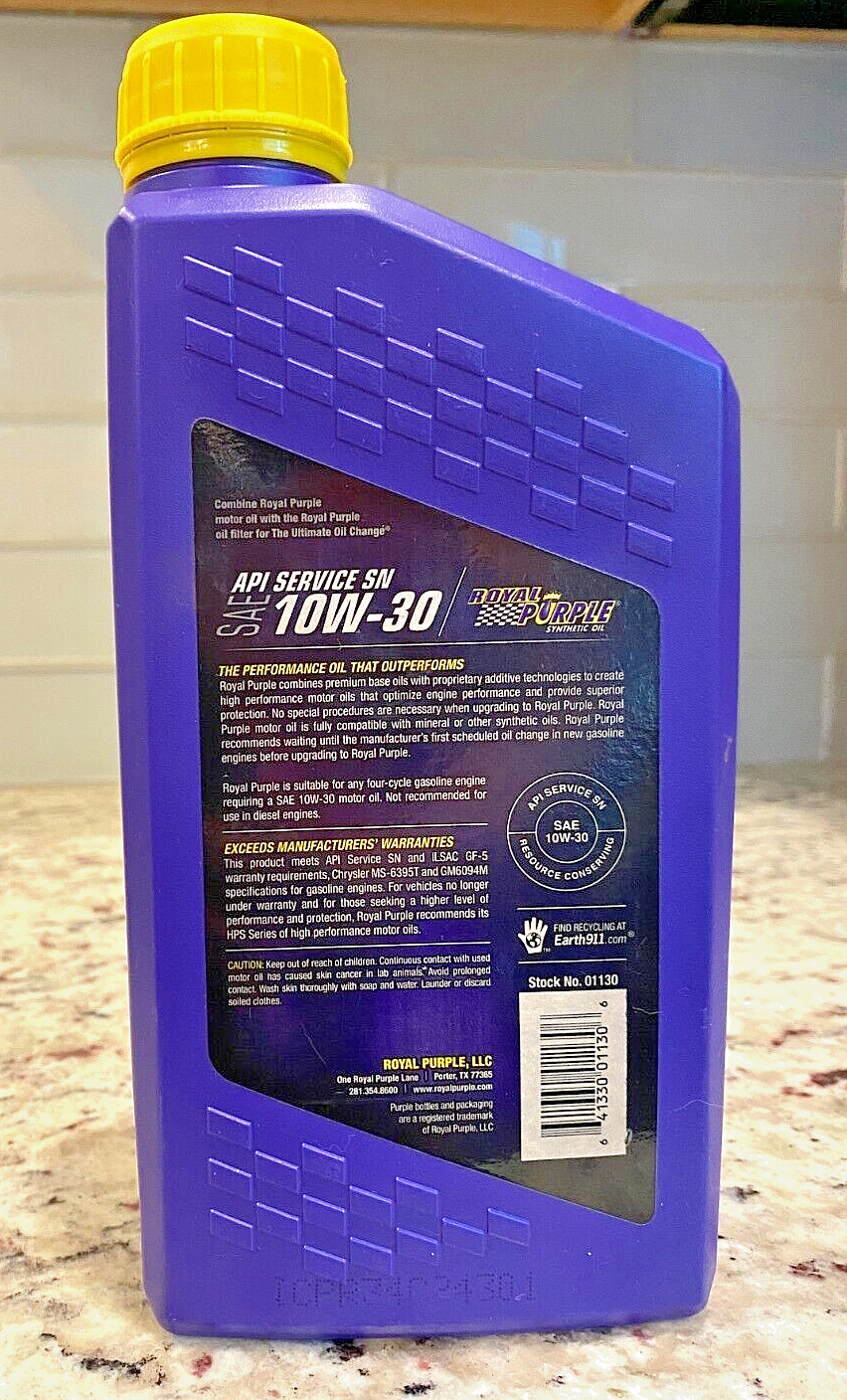ROYAL PURPLE SYNTHETIC HIGH PERFORMANCE MOTOR OIL 1 QUART SAE 10W-30