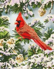 DIY Diamond Dotz Good Fortune Cardinal Winter Bird Kit 14x18