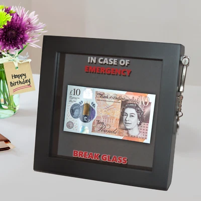 PRESENT EMERGENCY JEMSIDEAS 16th/18th/21st/30th/40th/50th BIRTHDAY GIFT Emergency Break Glass 3d Box Frame