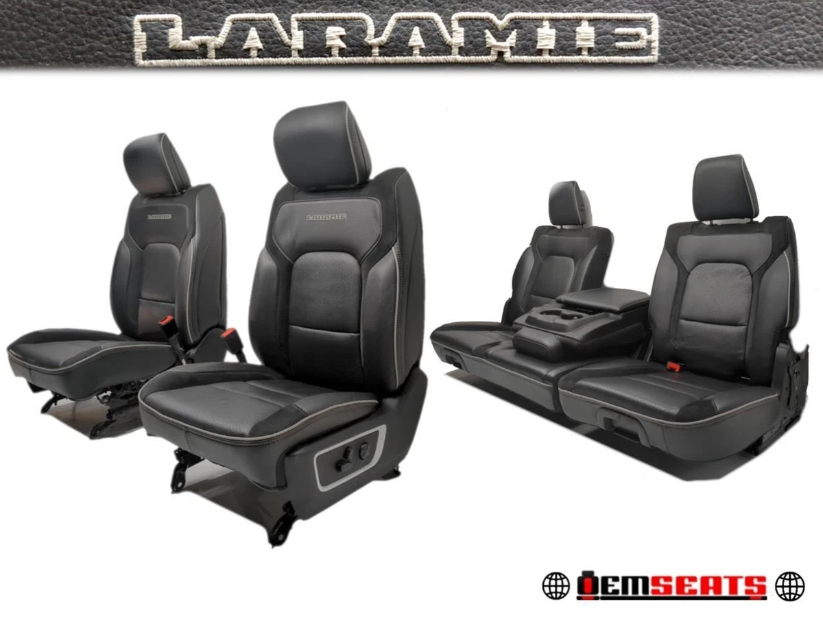 DODGE RAM LARAMIE 1500 CREW OEM BLACK LEATHER FRONT SEATS 2019