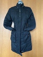 Karen Millen Uk 10 Black Parka Coat Classic Raincoat Swing Trench Warm Jacket 38