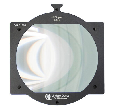 +3 Diopter 2-Slot Brilliant Tray Mount Close-Up Lens by Lindsey Optics - New